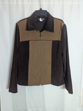 Briggs New York Two-Tone Brown Suede Zip Shirt Jacket
